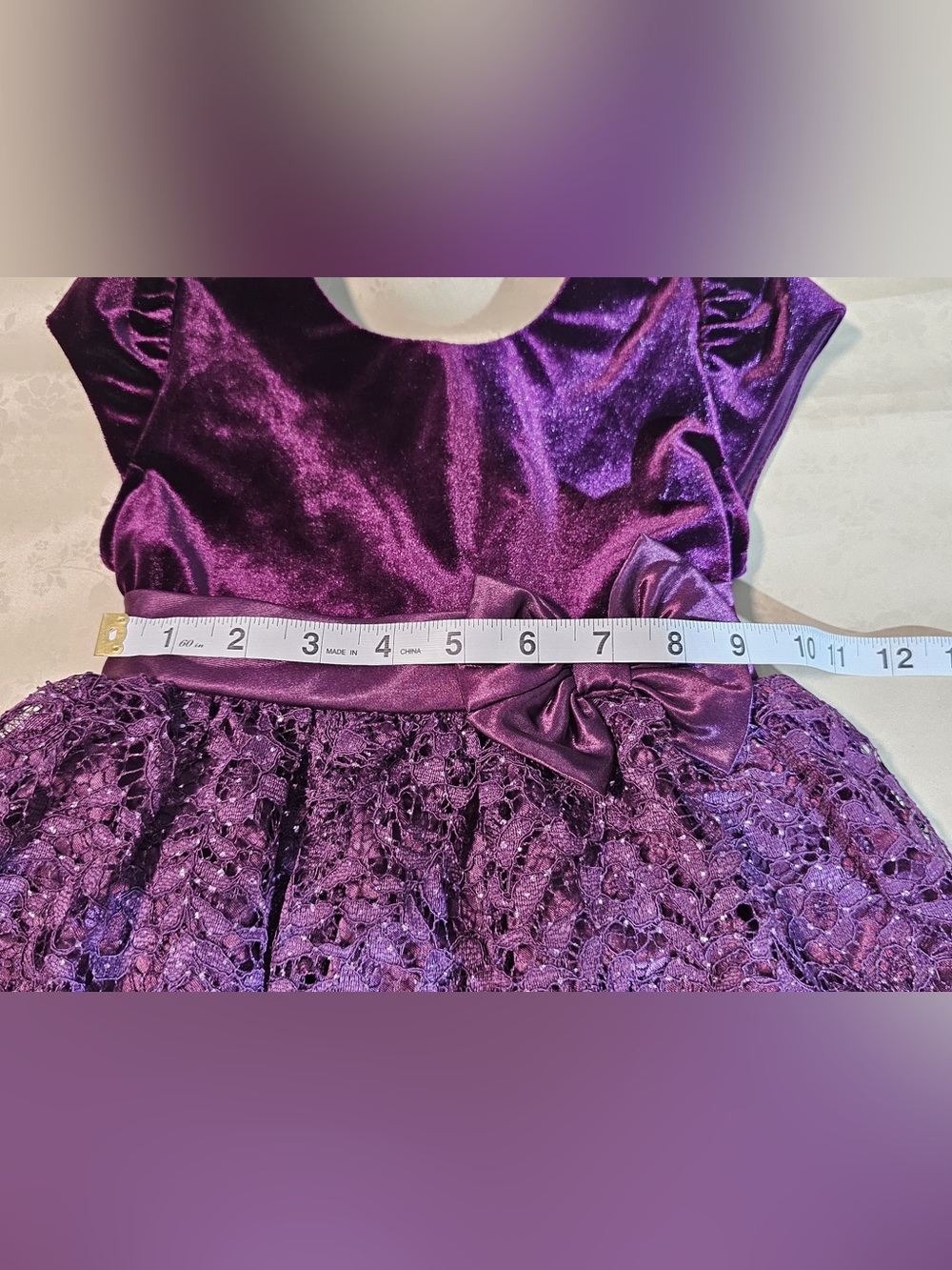 Joanna Michelle Girls Purple Velvet Lace Party Dress Size 4T - Picture 6 of 12
